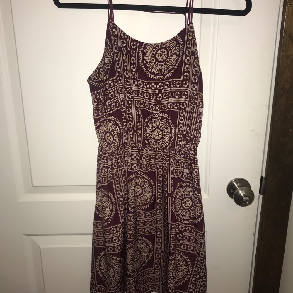 Maroon and Tan patterned dress